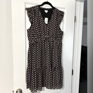 J. Crew Factory Black and Pink Floral Dress